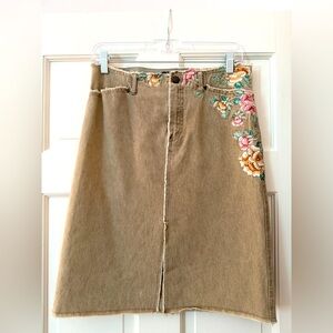 Vintage Rare Vivienne Tam floral embroidered denim skirt